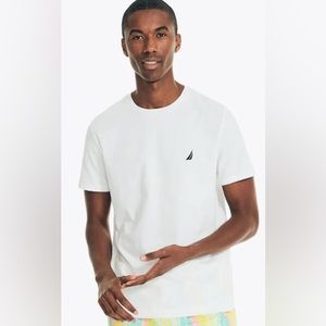 Nautica Mens Large Solid White Crew Neck T Shirt